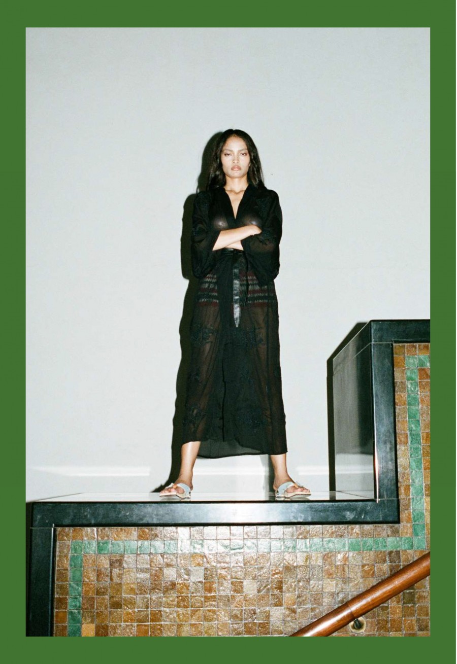 Long embroidery Kimono